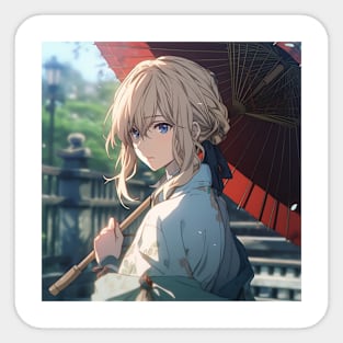 violet evergarden kimono Sticker